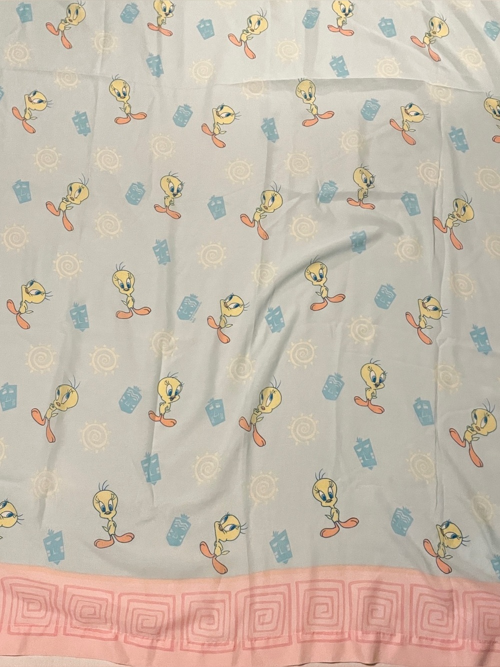 Vtg 2002 Tweety Bird Twin Flat Sheet Tiki Tribal Dan River⁠